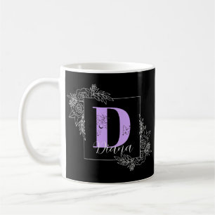 Mug Papillon floral pourpre Monogramme personnalisé -