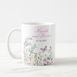 Mug Papillon Floral Vert de Printemps Mariage