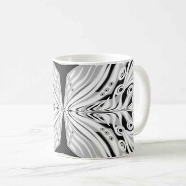 Mug Papillon gris noir et blanc ailé Abstrait (Devant droit)