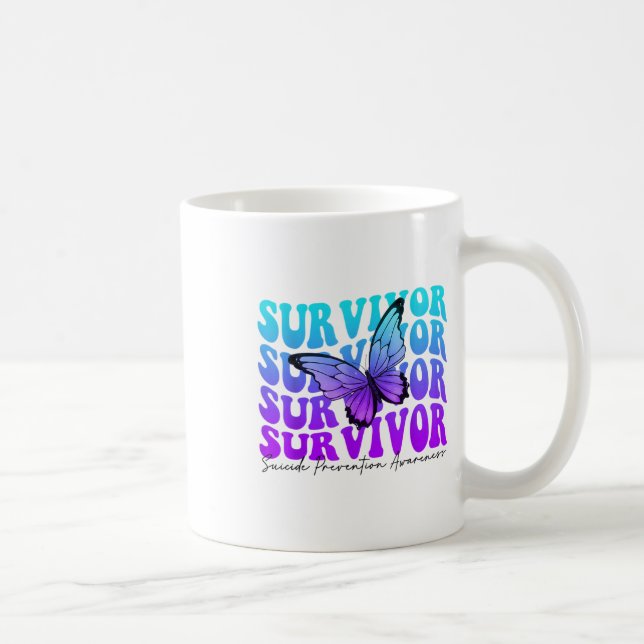 Mug Papillon Groovy Sarcelle & Ruban Violet Suicide  (Droite)