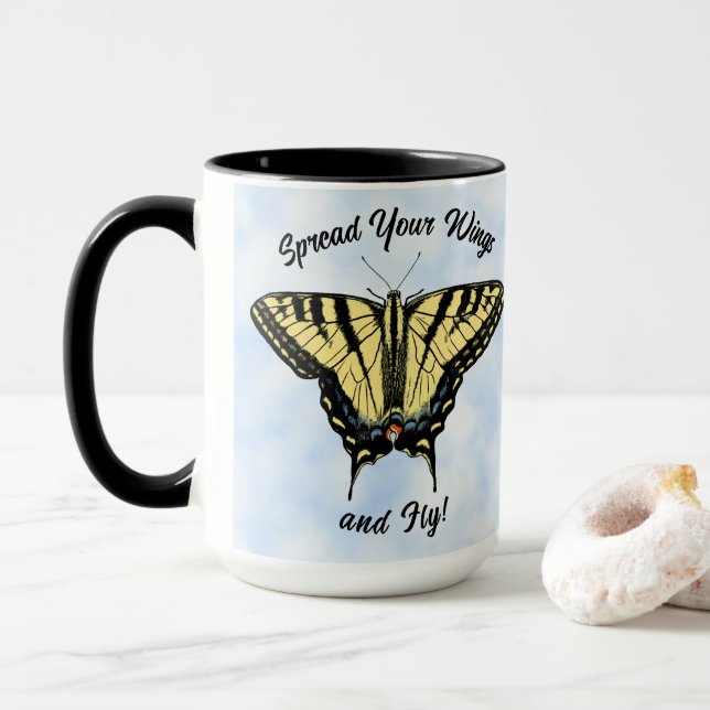 Mug Papillon jaune du sud-ouest Personnalisé (Avec donut)