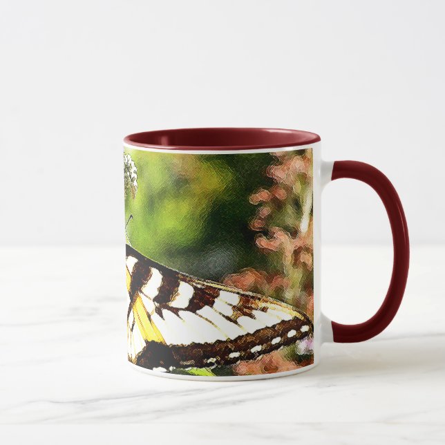 Mug Papillon jaune sur le papillon Bush de lavande (Droite)