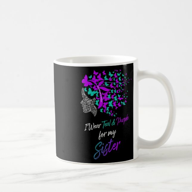 Mug Papillon Je Porte Turquoise Et Violet Pour Soeur S (Droite)