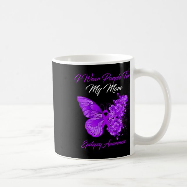 Mug Papillon Je Porte Violet Pour Ma Mère Épilepsie (Droite)