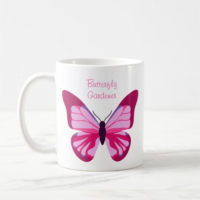 Mug Papillon jolie rose violet (Gauche)