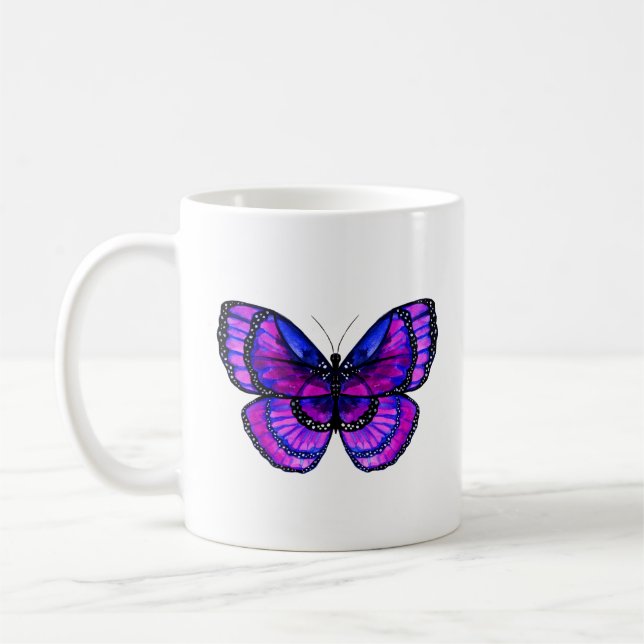 Mug Papillon mauve et bleu (Gauche)