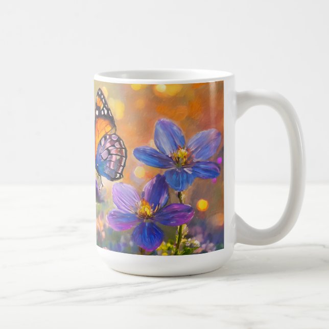 Mug Papillon minuscule sur les Fleurs sauvages au leve (Droite)