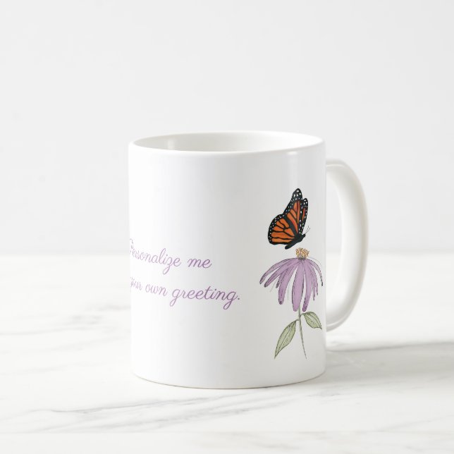 Mug Papillon monarque avec fleur de cone pourpre (Devant droit)