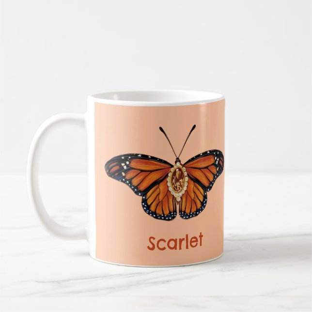 Mug Papillon Monarque Citrine de novembre personnalisé (Gauche)