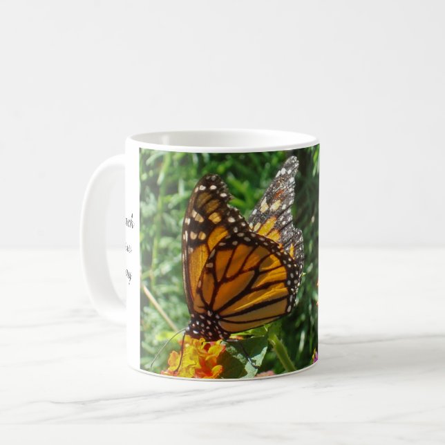 Mug Papillon Monarque Photo Tôt le matin Motivationnel (Devant gauche)
