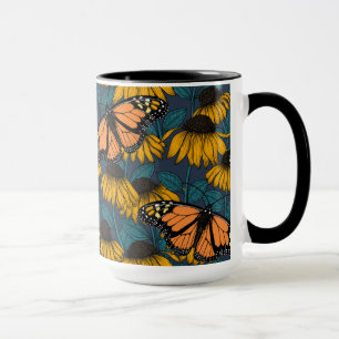 Mug Papillon monarque sur confluents jaunes