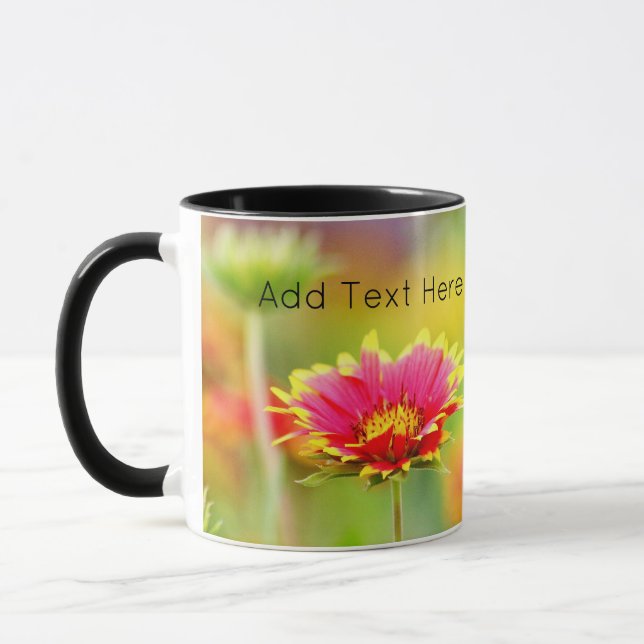 Mug Papillon monarque sur Fleur rouge et jaune (Gauche)