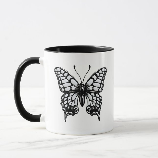 Mug Papillon Noir Blanc (Gauche)
