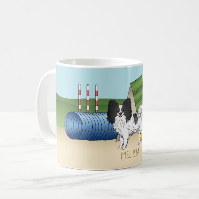 Mug Papillon Noir Et Blanc Avec Équipement D'Agilité (Devant gauche)