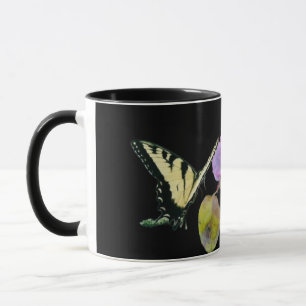 Mug Papillon noir violet Rose