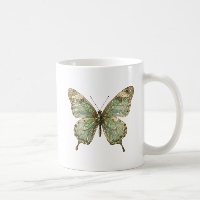 Mug Papillon Orné aux Ailes à Motif de Feuille (Droite)