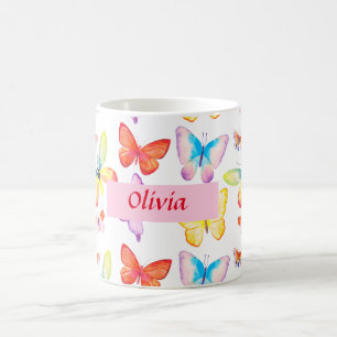 Mug Papillon Personnalisé Aquarelle Colorée