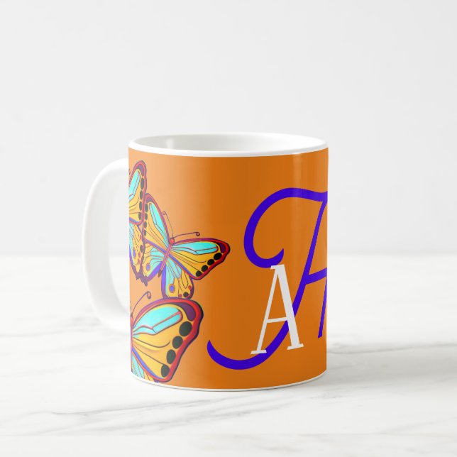 Mug Papillon personnalisé initial (Devant gauche)