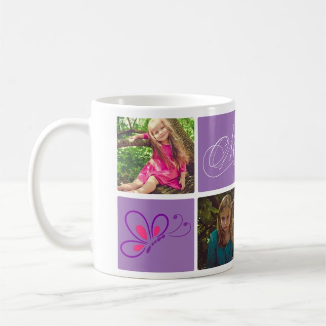 Mug Papillon Photo Collage Cadeau pour la fête des mèr (Gauche)