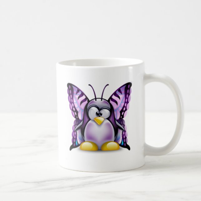 Mug Papillon pourpre Tux (Linux Tux) (Droite)