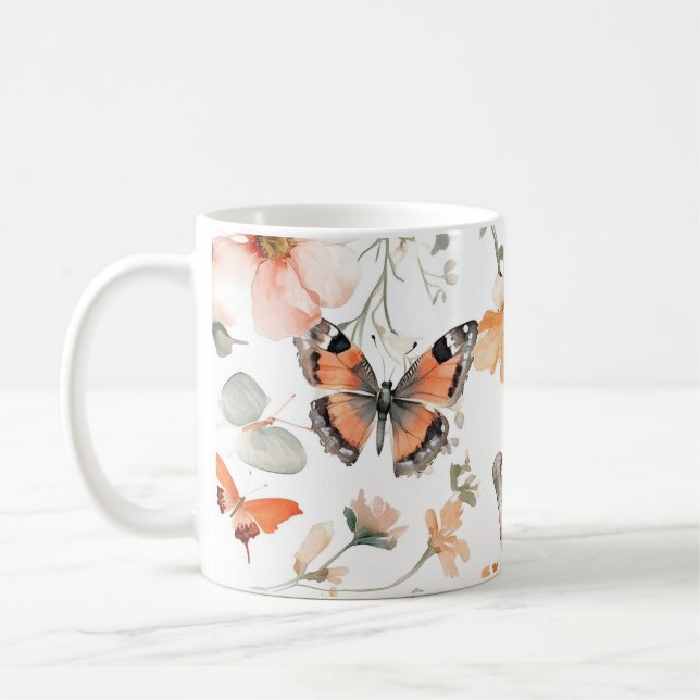 Mug Papillon Prairie Aquarelle Joli (Gauche)