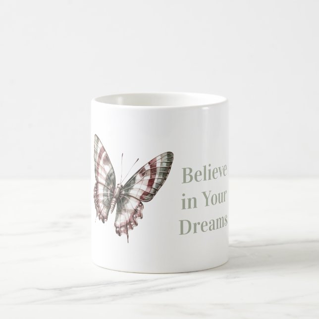 Mug Papillon Rayures Vert Blanc Bourgogne (Centre)