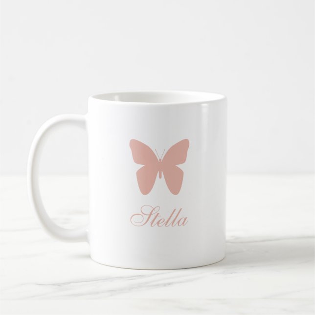 Mug Papillon Rose Pâle (Gauche)