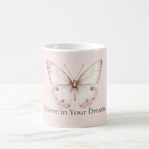 Mug Papillon Rose Pâle Croire en les Rêves