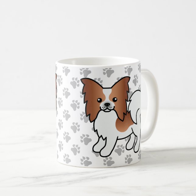 Mug Papillon Rouge Et Blanc Cute Cartoon Chien & Pâtes (Devant droit)