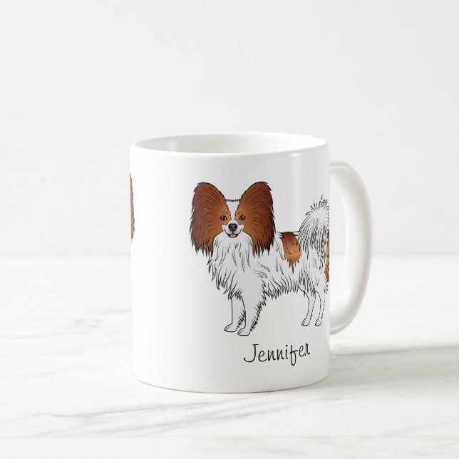 Mug Papillon Rouge Et Blanc Cute Chien Avec Nom Person (Devant droit)