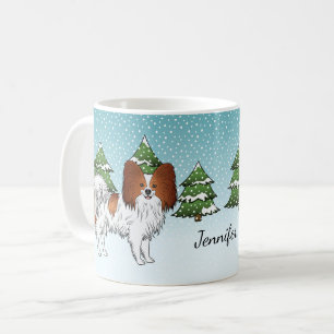 Mug Papillon Rouge Et Blanc Mignon Chien Dans La Forêt