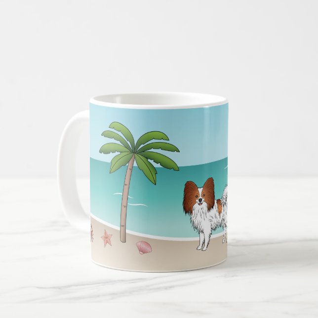 Mug Papillon Rouge Et Blanc Plage Été Tropicale (Devant gauche)