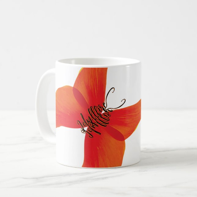 Mug Papillon rouge orange avec votre nom (Devant gauche)