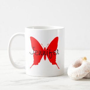 Mug Papillon rouge vif personnalisé