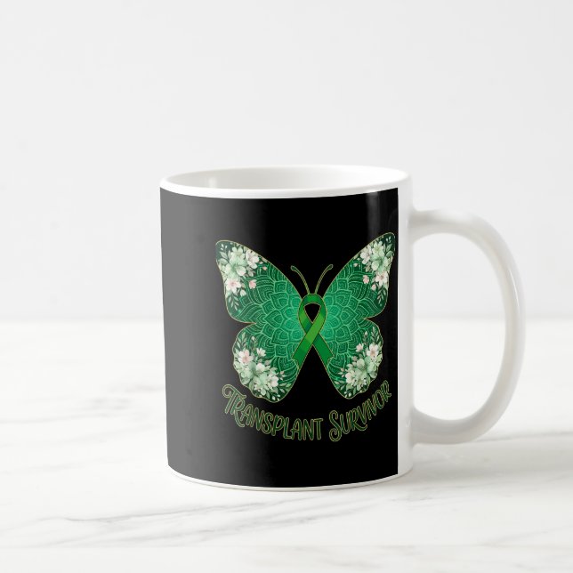 Mug Papillon ruban vert mandala survivant de greffe (Droite)