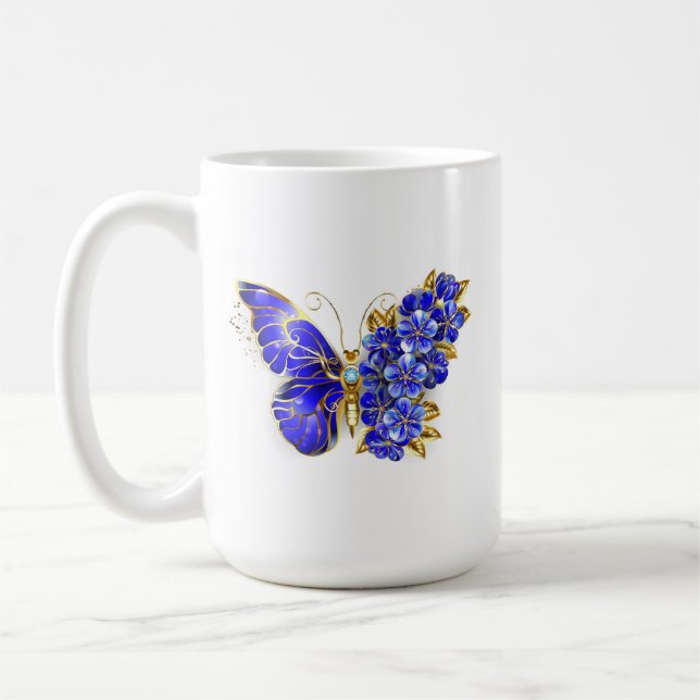 Mug Papillon saphir à fleurs (Gauche)