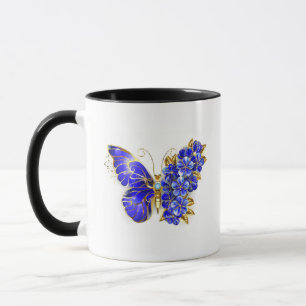 Mug Papillon saphir à fleurs