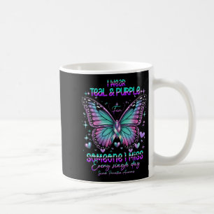 Mug Papillon sarcelle et violet de sensibilisation à l