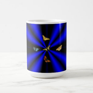 Mug Papillon sur arc-en-ciel noir et bleu