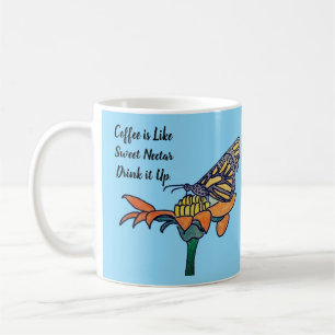 Mug Papillon sur Fleur- Café comme Nectar Sucré 