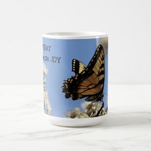 Mug Papillon sur Floral : Aujourd'hui je choisis la jo