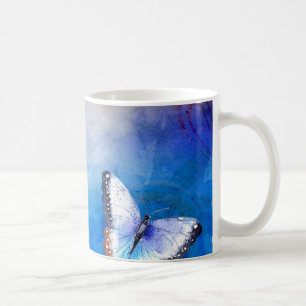 Mug Papillon sur l'aquarelle bleue