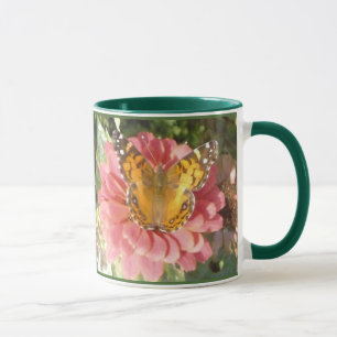 Mug Papillon sur une Hydrangée rose