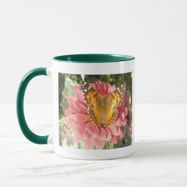 Mug Papillon sur une Zinnia rose (Gauche)