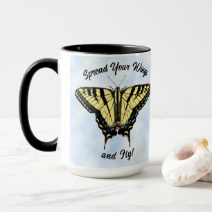 Mug Papillon Swallowtail Jaune Ciel Bleu Personnalisé