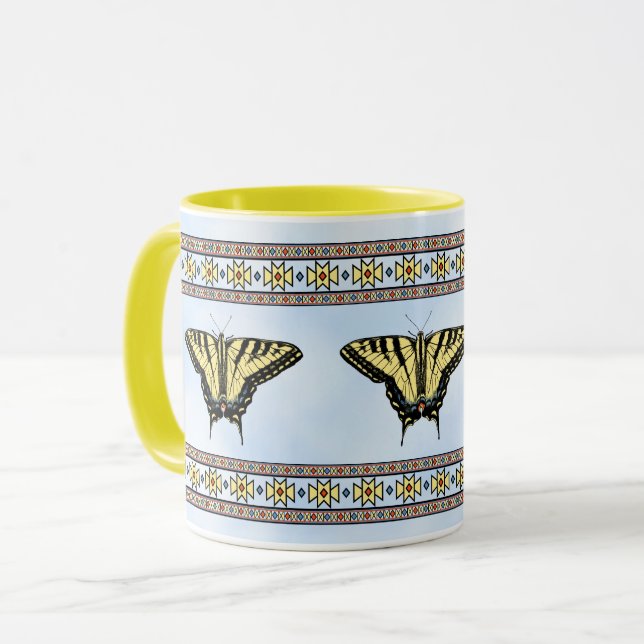 Mug Papillon Swallowtail Jaune Sud-Ouest Ciel Bleu (Devant gauche)