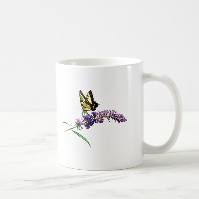 Mug Papillon tigre sur Buddleia à fleurs pourpres (Droite)