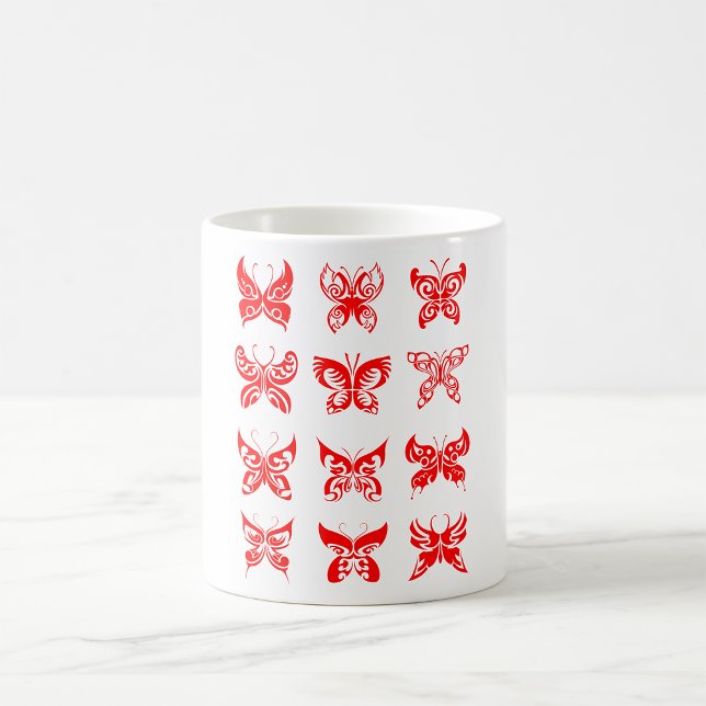 Mug Papillon Tribal Rouge Ornemental (Créateur téléchargé)