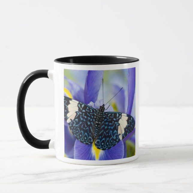 Mug Papillon tropical violet iris (Gauche)