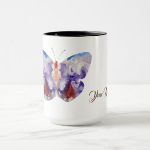 Mug Papillons Aquarelle Art Nom personnalisé